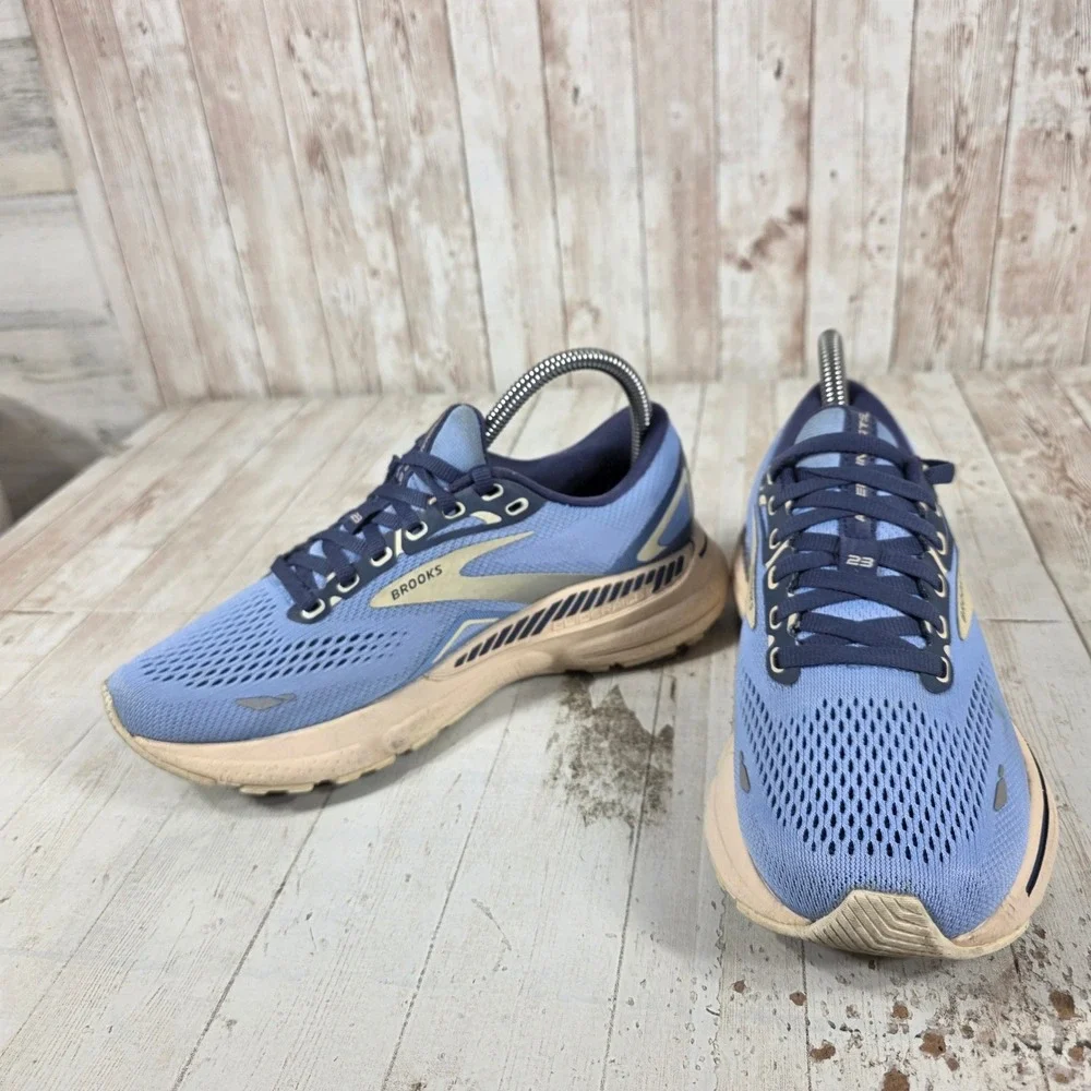 Brooks Adrenaline GTS 23 Womens Blue Tan Running Shoes 1203811B465 Size 7 B